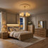 Ensemble de chambre à coucher en bois massif 6 pièces avec lumières et Kate Kate