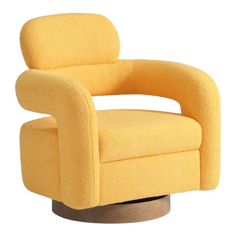 Bayville 29" Wide Sherpa Swivel Chair, Sunset Gold Polyester