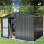 Armoire de rangement extérieure en acier galvanisé 10 pi x 8 pi 450 pieds cubes Pour les articles de sport, les poubelles. Antirouille, protégé, verrouillable, ventilé. Cour arrière élégante, patio, pelouse. Noir 10 pi x 8 pi, vélo massif
