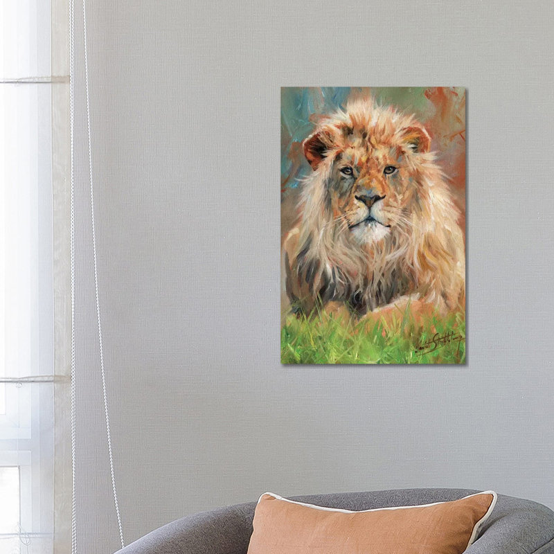 Lion Front by David Stribbling - Wrapped Canvas Print, 66.04 cm H x 45.72 cm W x 1.91 cm D