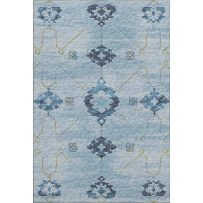 Premium Machine Washable Taquoia AMF122 Blue Rug