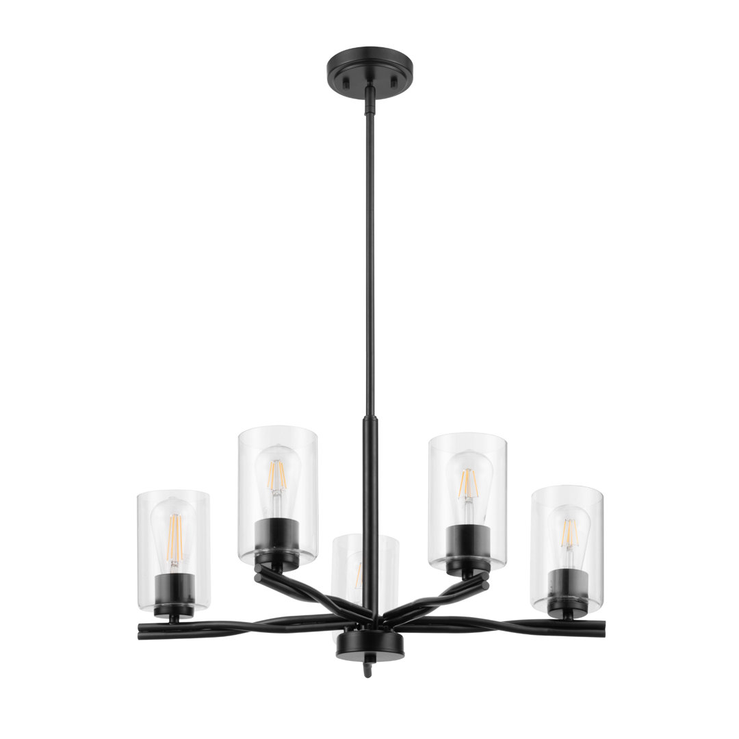 Lantier 5-Light Chandelier Matte Black with Clear Glass Prominence Home