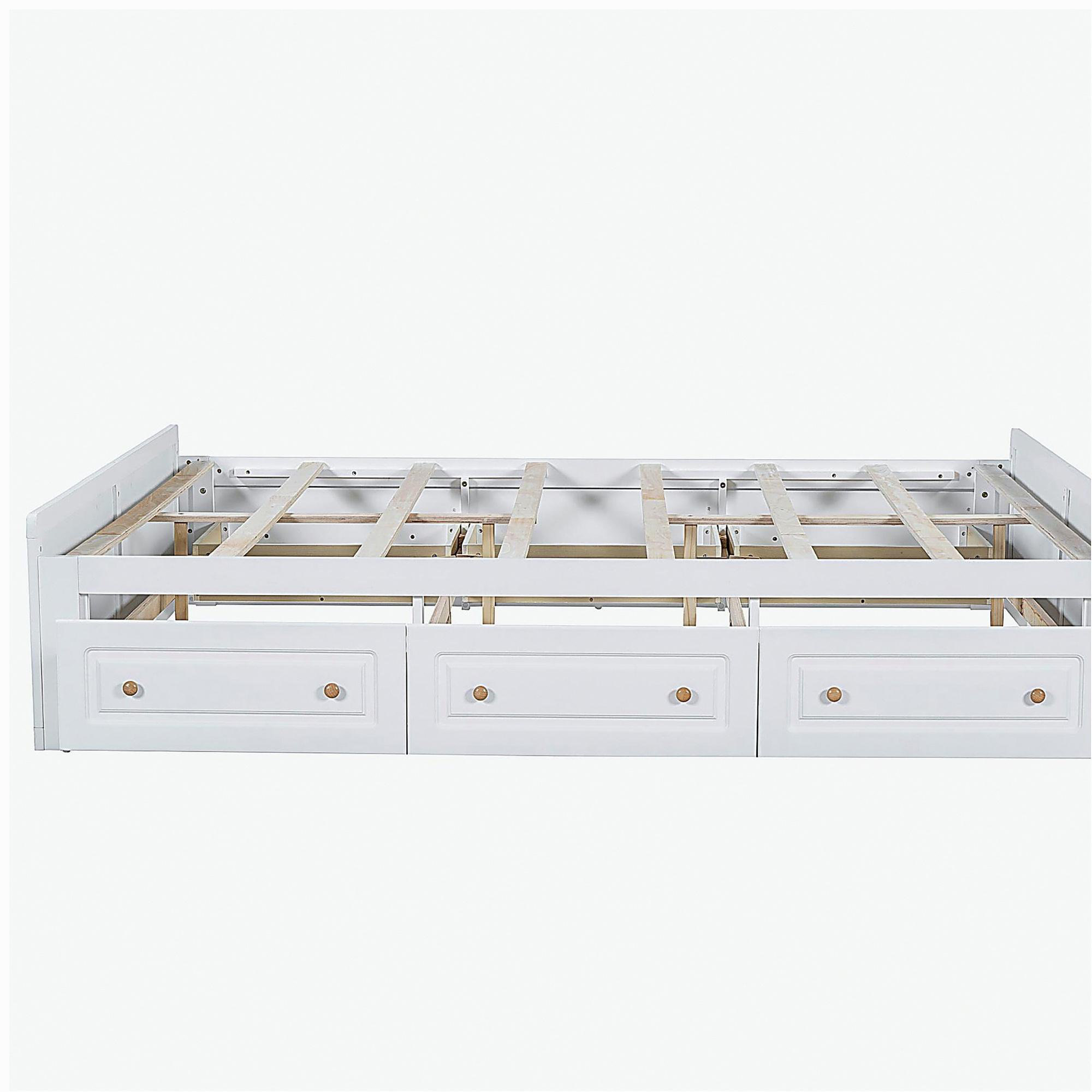 Latitude Run® Wooden queen size platform bed frame with 6 drawers | Wayfair