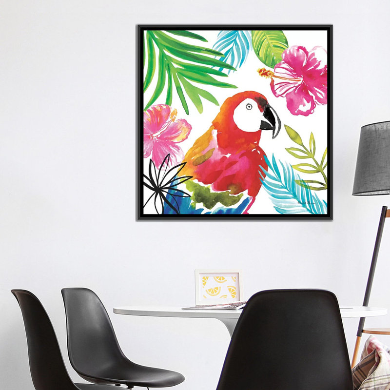 « tropicana iii », impression sur toile, H 18 po x l 18 po x P 1,5 po, Toile encadrée noire, Pas de tapis