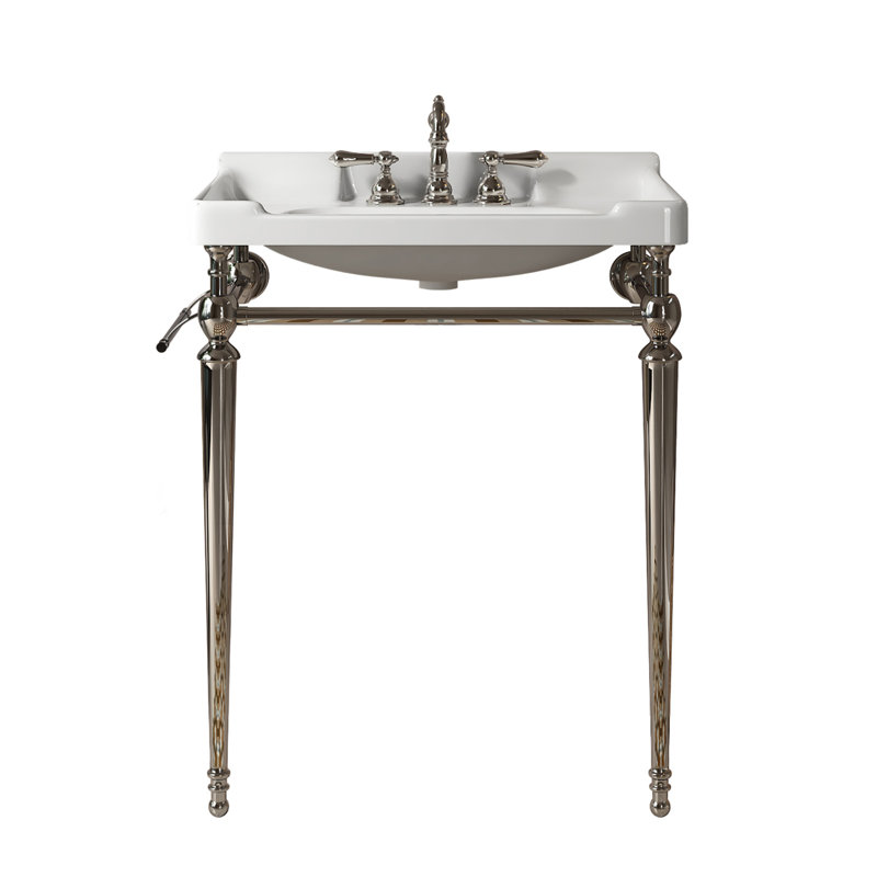 Meuble-lavabo pour salle de bain Vici 28 po, lavabo mural en céramique blanche avec 3 trous de robinet pré-percés