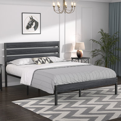 Alicia Platform Bed Frame with Wood Headboard and Footboard No Box Spring Needed