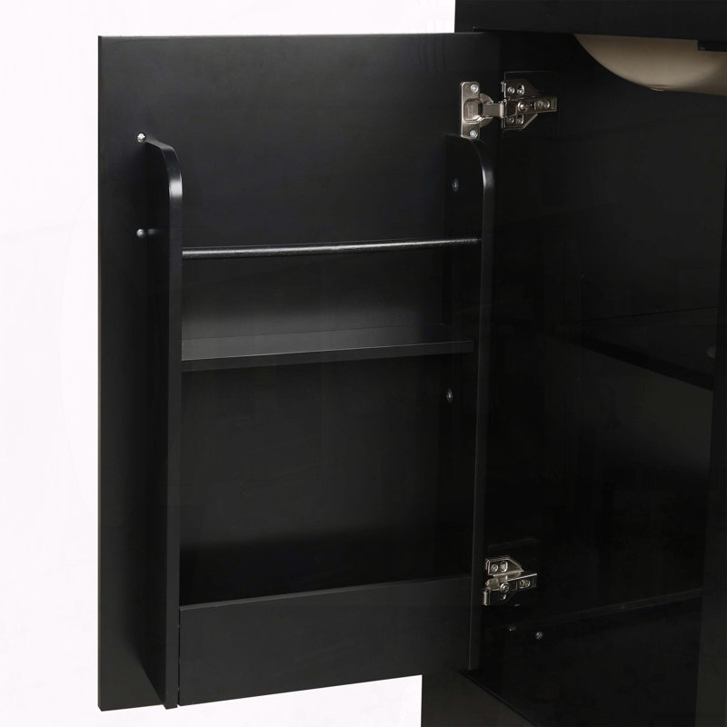 20-Inch Modern Bathroom Vanity with Ceramic Sink and Soft-Close Door, Black
