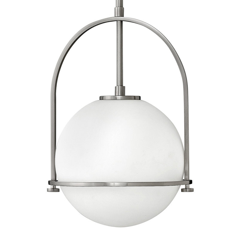 Arie Single Light Pendant w/ Globe Shade, 17" H x 11.5" W x 11.5" D, Brushed Nickel