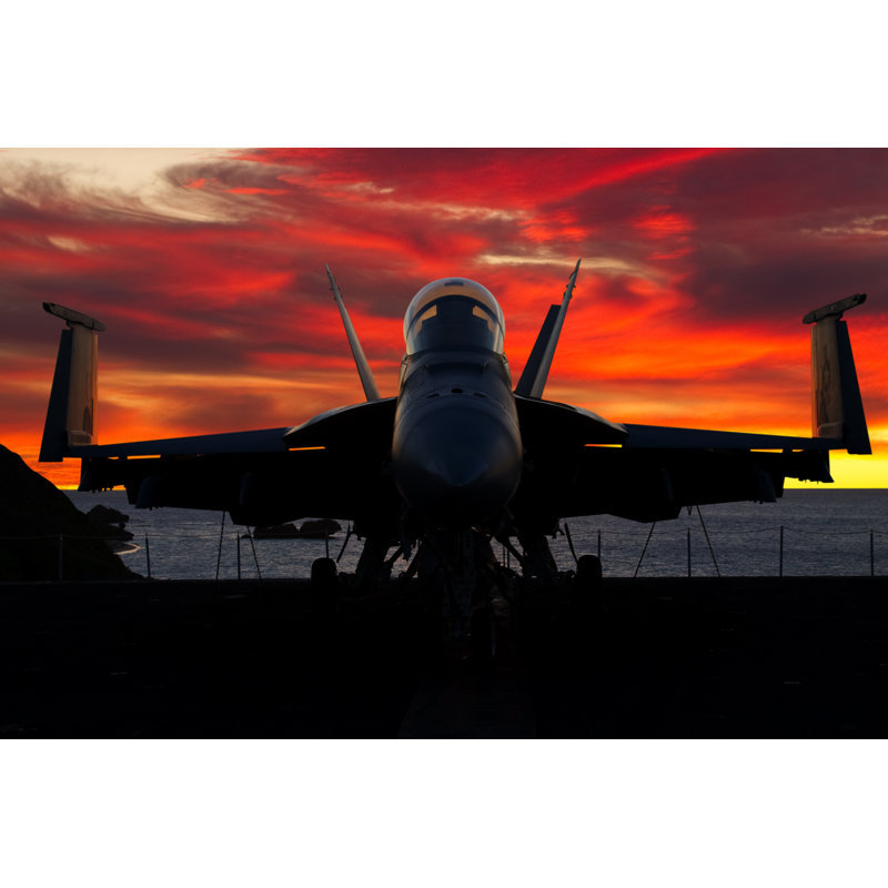 Avion de chasse au coucher du soleil par Ct757Fan, H 12 po x l 18 po