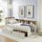 Twin Size Upholstery Velvet Day Bed With Storage Headboard And Wireless Charging, Multi-Functional Daybed With Two Storage Drawers & LED Lights, Beige-1404794091