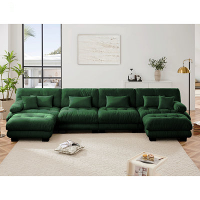 Canapé modulaire à combinaison libre, canapé en forme de U pour le salon, canapé confortable à 4 places avec 2 repose-pieds, chenille