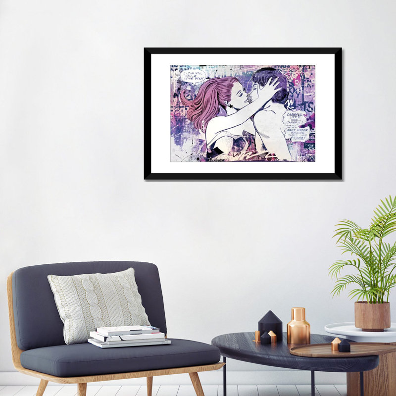 «In Love (Pink)» par Teis Albers, reproduction sur toile tendue sur châssis, H 24 po x l 32 po x P 1 po, Blanc