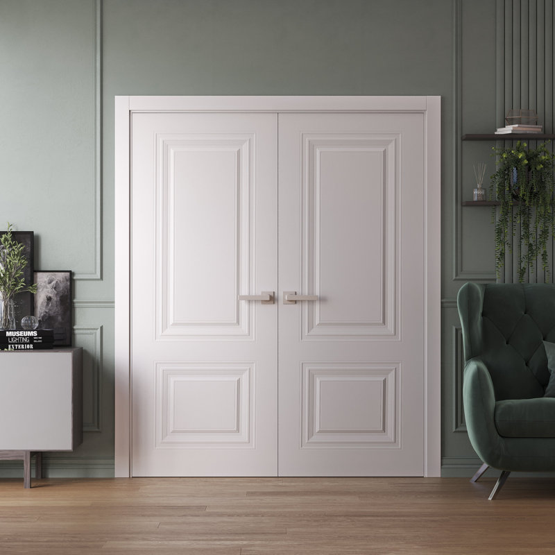 Portes intérieures intérieures | Essentiel - 1772 - blanc | Cadre de panneau intérieur en bois massif | Portes de chambre à coucher pour garde-robe
