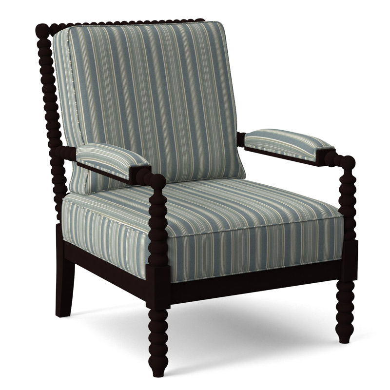 Lind Island 29" Wide Lounge Chair, Java Finish, Green and Blue Stripe; 0252-54