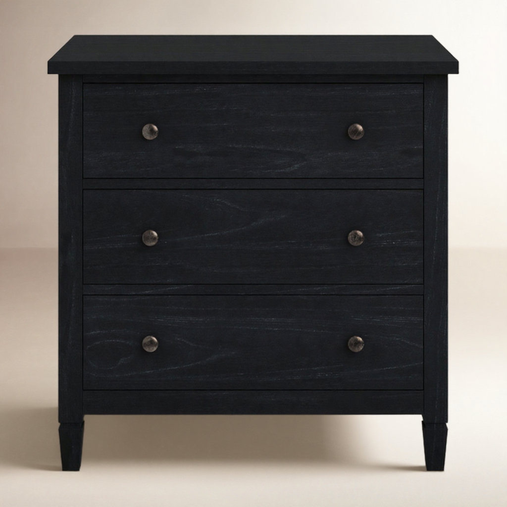 Charleston 3-Drawer Dresser, Washed Black