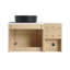Meuble-lavabo mural avec lavabo en céramique et tablettes de rangement, porte à fermeture en douceur