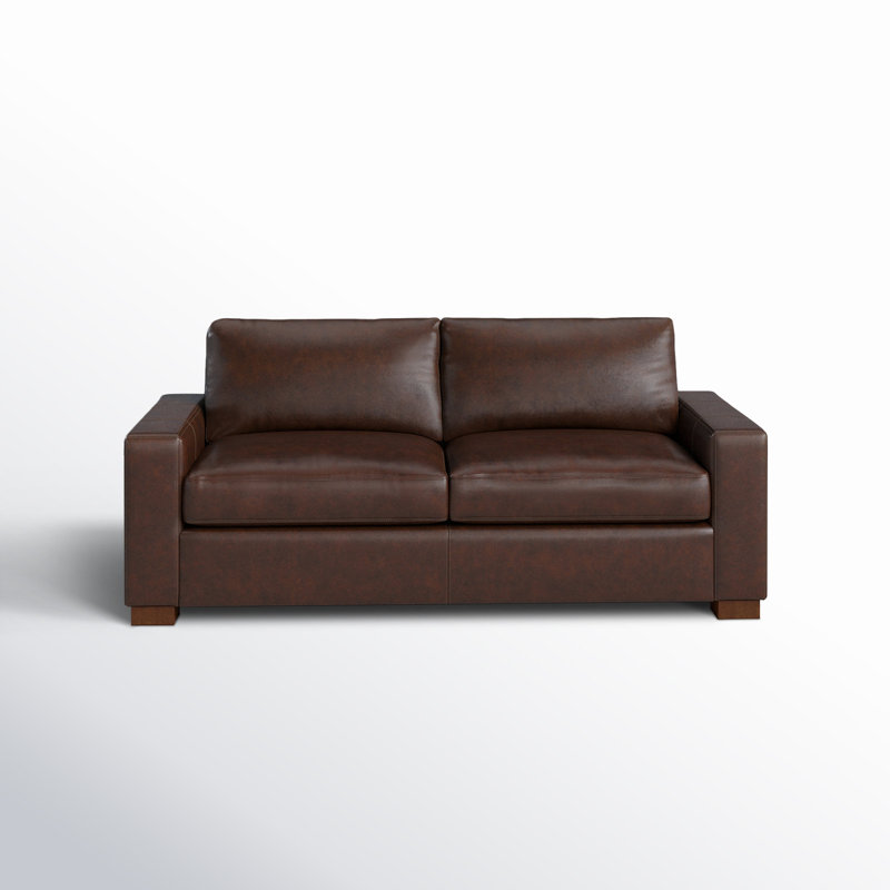 Jonie 91" Genuine Leather Sofa, Bistro Rustic Genuine Leather