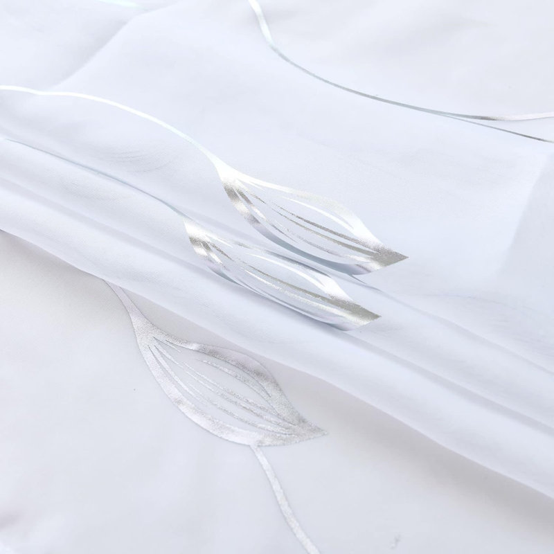 2PCS White Gauze - Gold Stamping Willow Twig - Golden Curtains, 84''*52'', 52" W x 84" L