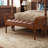Westcliffe Mid-Century Retro 54" Button-Tufted PU Leather Ottoman Bench with Curved Armrests-2047868302