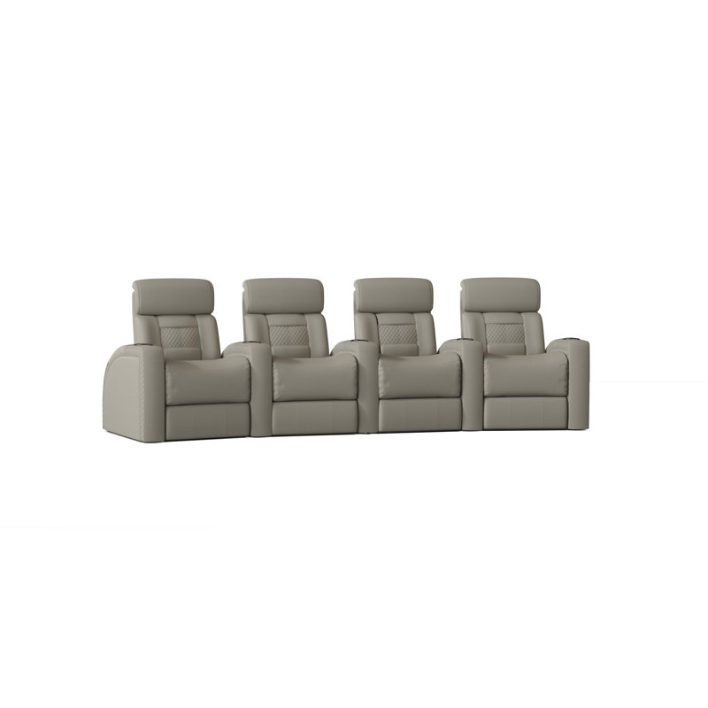 Rangée de sièges de cinéma maison diamond stitch (rangée de 4), Gris classique