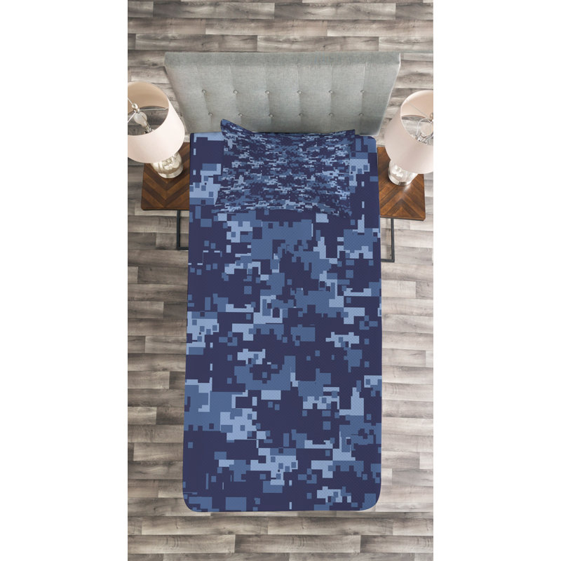 Adhara Navy Microfibre Bedspread Set, 175 x 225 cm