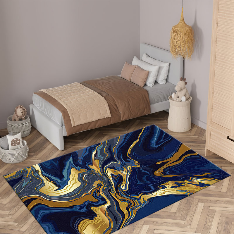 Vibrant Bloom Goblen Fabric Rug with Detailed Floral Motif Ideal for Invigorating Home Decor Design, Rectangle 2'7" x 3'11"