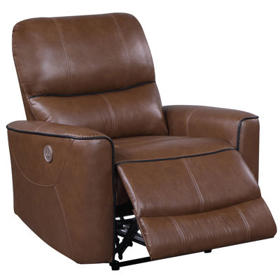 Denson Saddle Brown Upholstered Power Recliner Chair