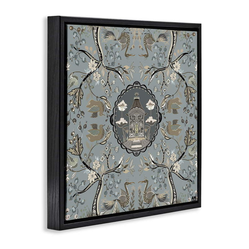 Art mural asiatique sur toile flottant encadré asiatique par Ani Del Sol, Cadre flottant noir de jais, H 18 po x l 18 po