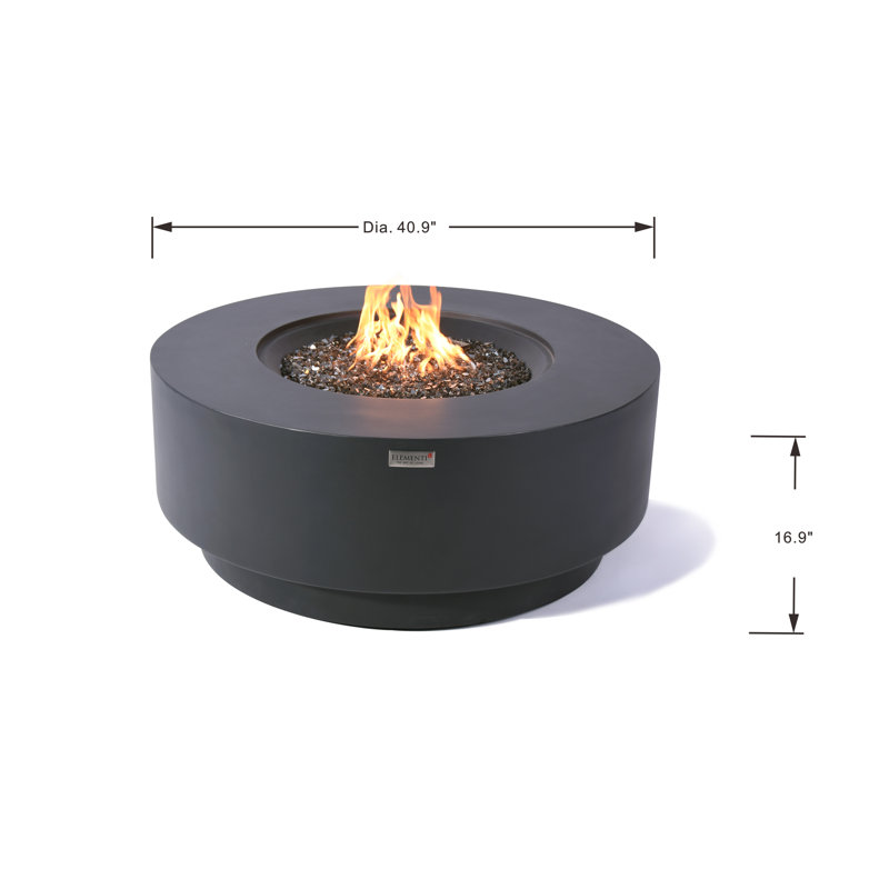 Table de feu en béton liquide 41 po Nimes, Gaz naturel, Gris foncé