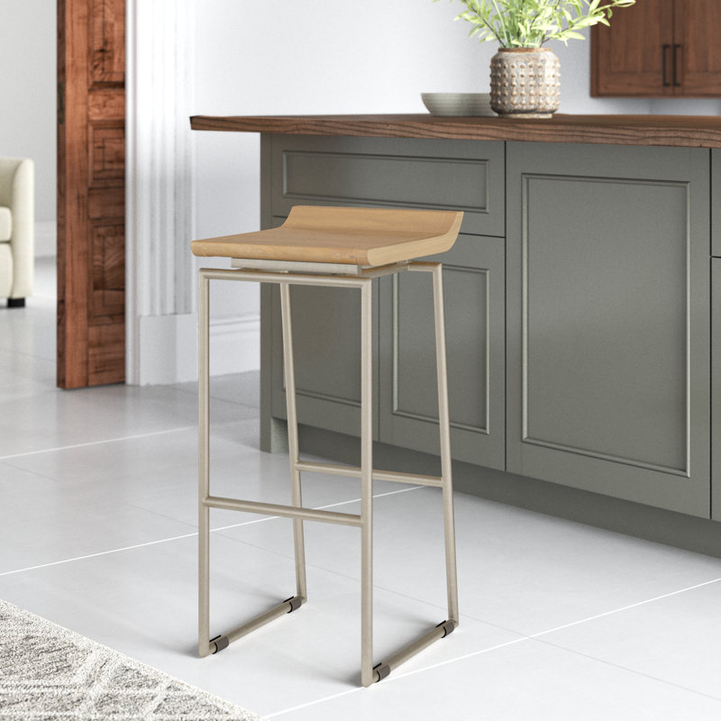 Barlow Solid Mango Wood Counter & Bar Stool, Silver/Natural