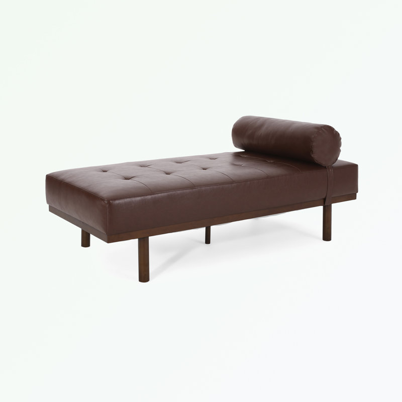 Chaise longue en similicuir Sushpal, Similicuir brun foncé