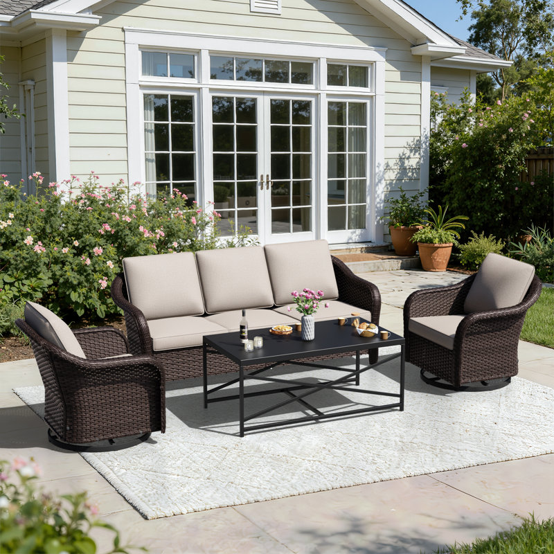Ensemble de conversation pour 5 personnes, Beige
