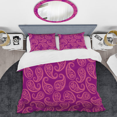 Cachemire rose floral - ensemble de housse de couette abstrait - microfibre de polyester