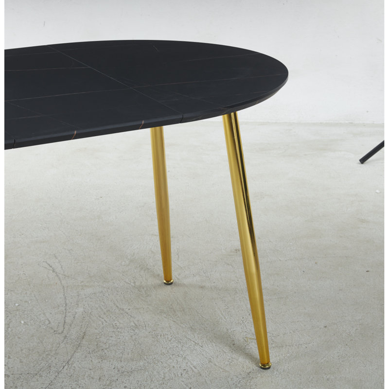 Table extensible, table à manger, table de bureau, table basse, pieds en métal, plateau en bois aggloméré, Noir