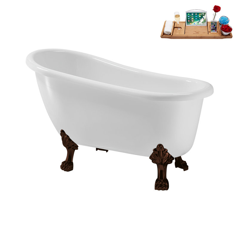 53.1'' x 25.6'' Freestanding Soaking Acrylic Bathtub, Matte Oil Rubbed Bronze, Matte Black
