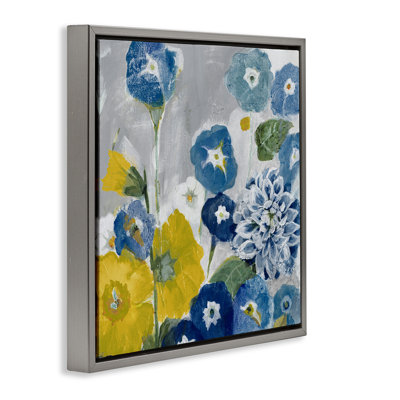 Coquelicots abstraits bleus et jaunes