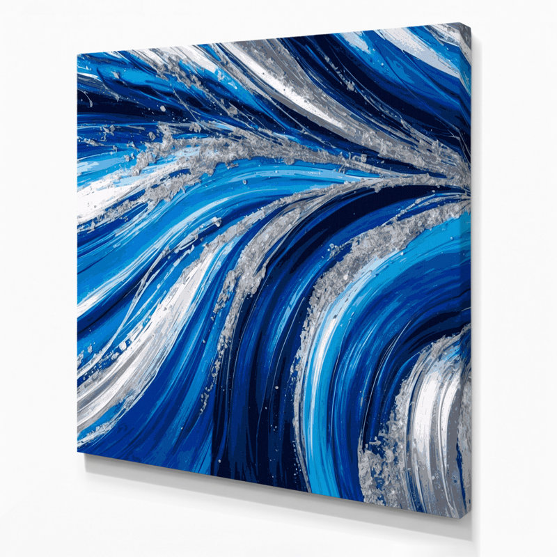 «Lyrical Abstraction 88», art mural sur toile bleue, H 32 po x l 32 po