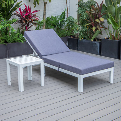 Chelsea Outdoor Metal Chaise Lounge with Table , Cushion Included