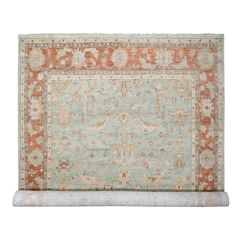 Tapis oriental vert en laine noué à la main 11 pi 10 po x 14 pi 8 po CE5EDBD62C7847ada5C8A1CB4C88DD79