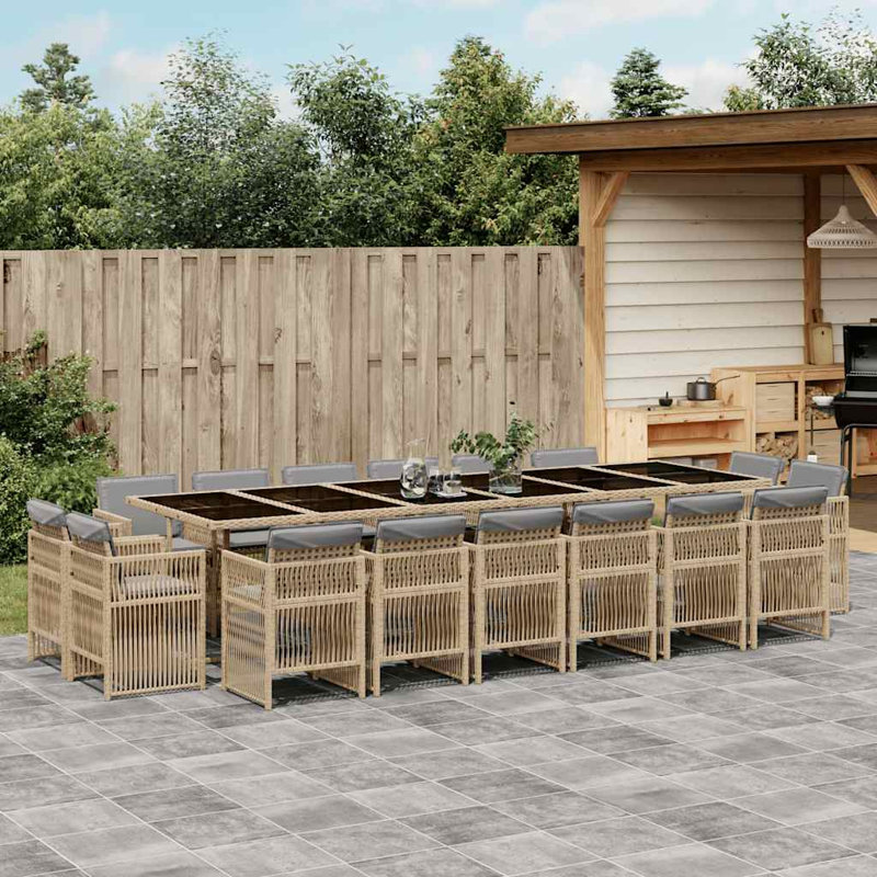 Patio Dining Set Table,, 17 Pieces: Table, 16 Chairs, Grey, Mix Beige