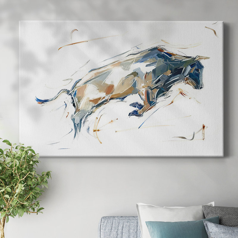Modern Bull Study I-Gallery, toile tendue, H 40 po x l 60 po