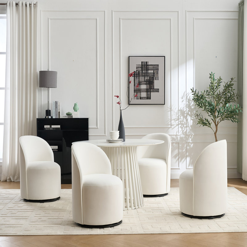 Velvet Swivel Barrel Chair, Cream
