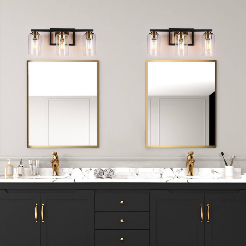 Nayomee Dimmable Vanity Light with Seeded Glass, 3