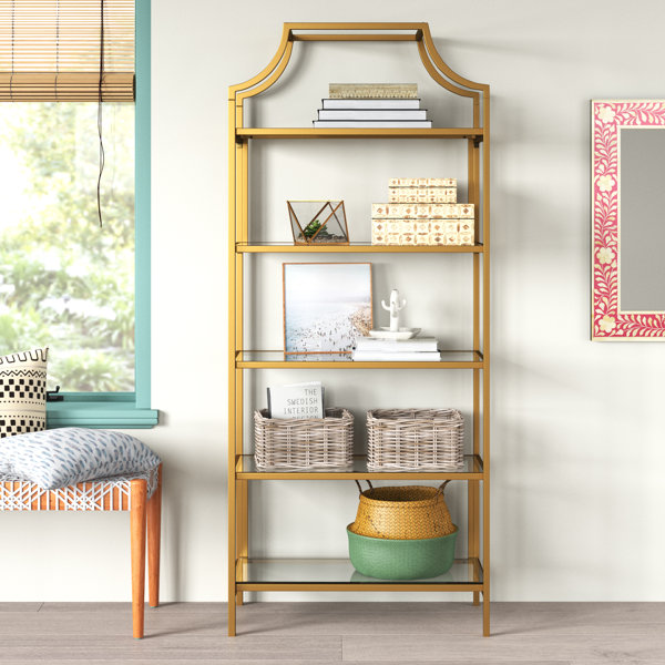 Willa Arlo Interiors Easley Modern Gold Arched Etagere Bookcase