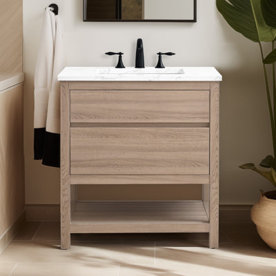 Wesli 30" Single Bathroom Vanity With Engineered Stone Top