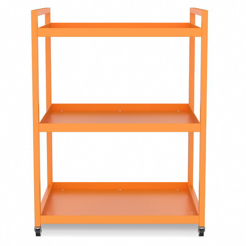 3-tier Utility Cart With Wheels Outdoor Rolling Metal Storage Organizer, Orange