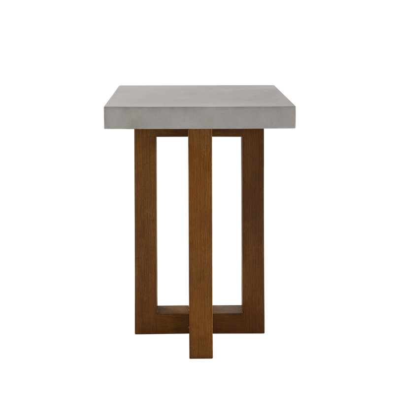 Table de bout en faux béton et finition noyer
