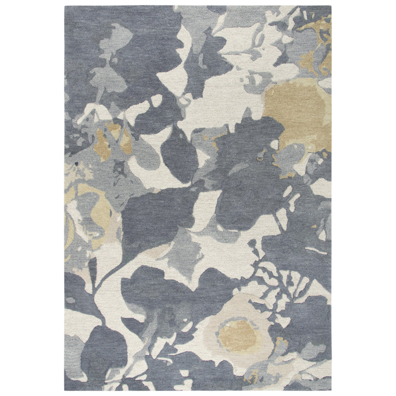 Tapis crème / gris en laine touffeté à la main Prentice, Rectangle 8 pi x 10 pi