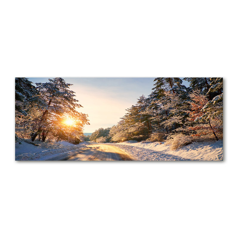 Road In The Winter Forest - Wrapped Canvas Print