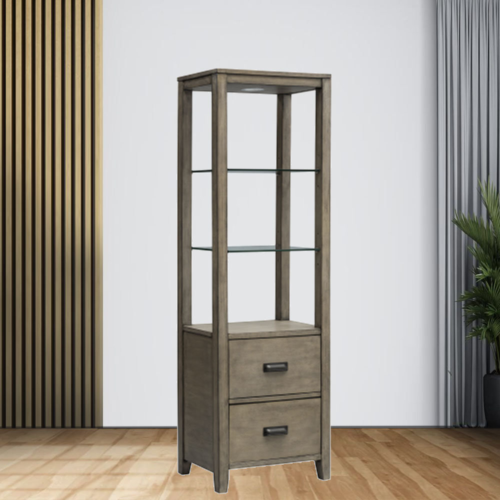 40.7'' Tall 1 - Door Accent Cabinet 3 Open Shelves and One Large